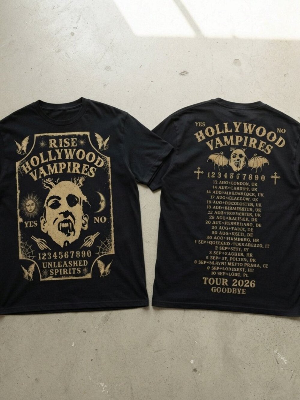 Hollywood Vampires Tour 2026 Ouija Board Graphic T-Shirt
